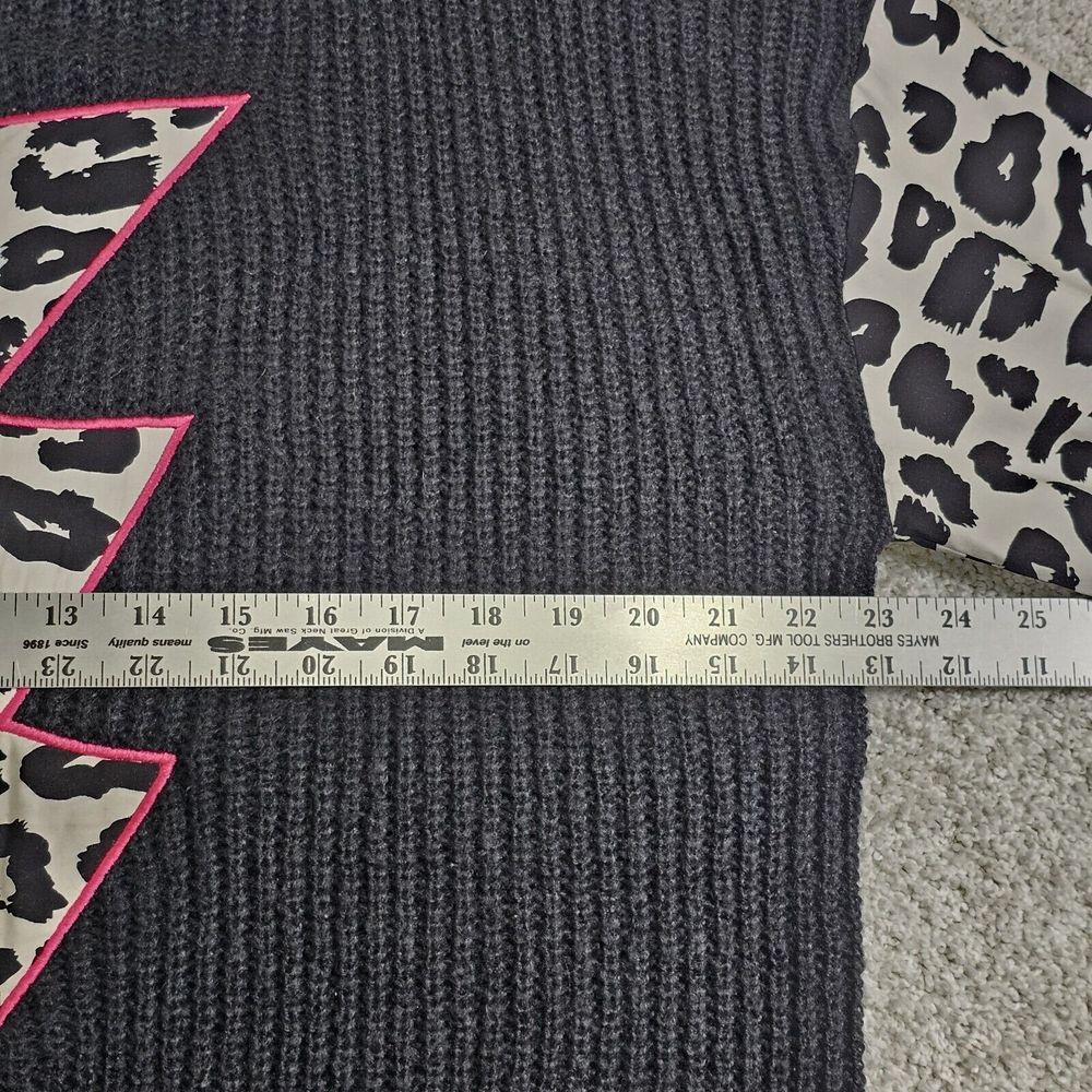 Crazy Train Lightening Bolt Sweater Size S Pink‎ Leopard Cheetah Print 80s 90s - Picture 5 of 8